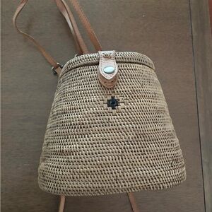 Tan Woven Lined Backpack